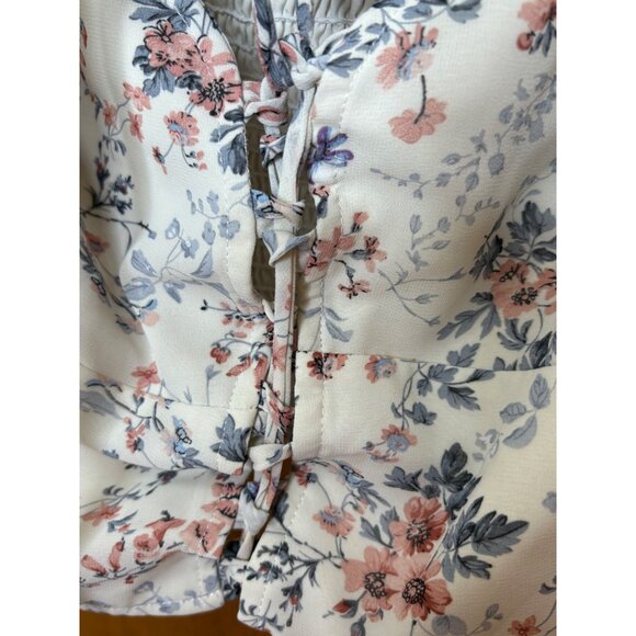 Corset Milkmaid Octoberfest Crop Top Tie Detail Puff Sleeve Sz Medium Coquette - Picture 13 of 13